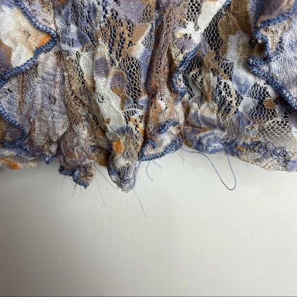 Rue 21 Floral Lace Mini Skirt Purple Beige White Stretchy Ruffles Layers size XL - Picture 5 of 8